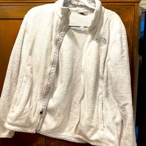 North face white fleece zip-up